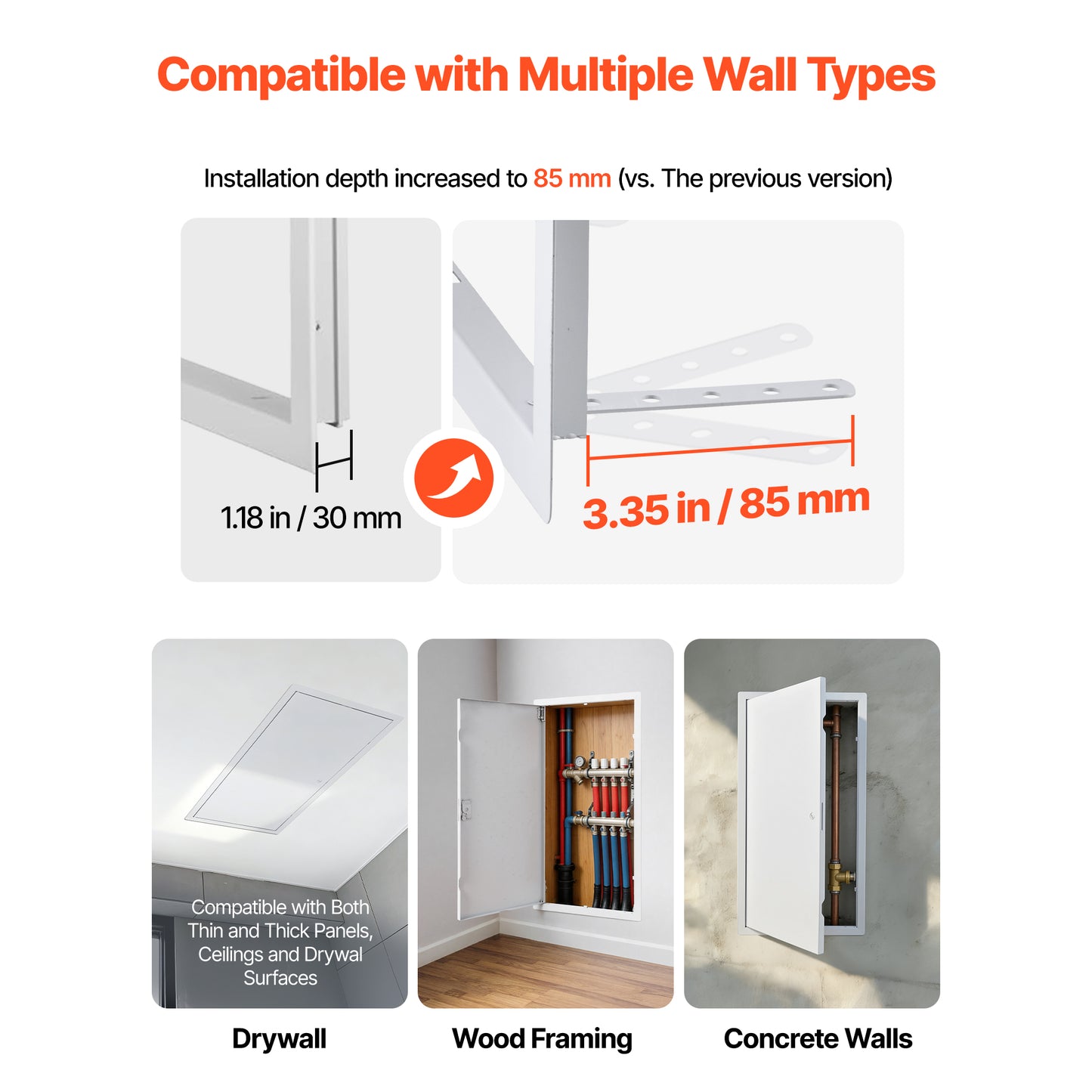 Galvanized Steel Access Panel for Drywall - 25.3 x 13.3 in White, Easy Install Hinged Service Door
