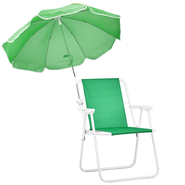 Folding Beach Chair with Umbrella - Lightweight & Portable, 265lbs Capacity, Green