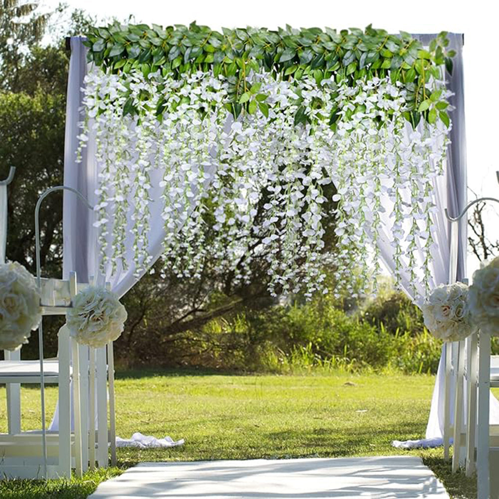 12 Pcs 3.61 Ft Artificial Wisteria Flower Vine Garland - Silk