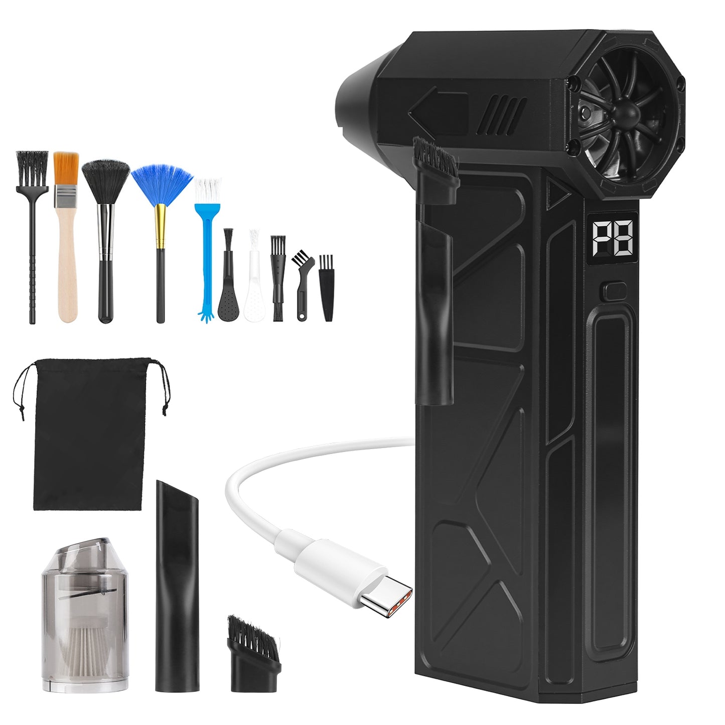 Cordless Compressed Air Duster with LED Light - 4 Speeds