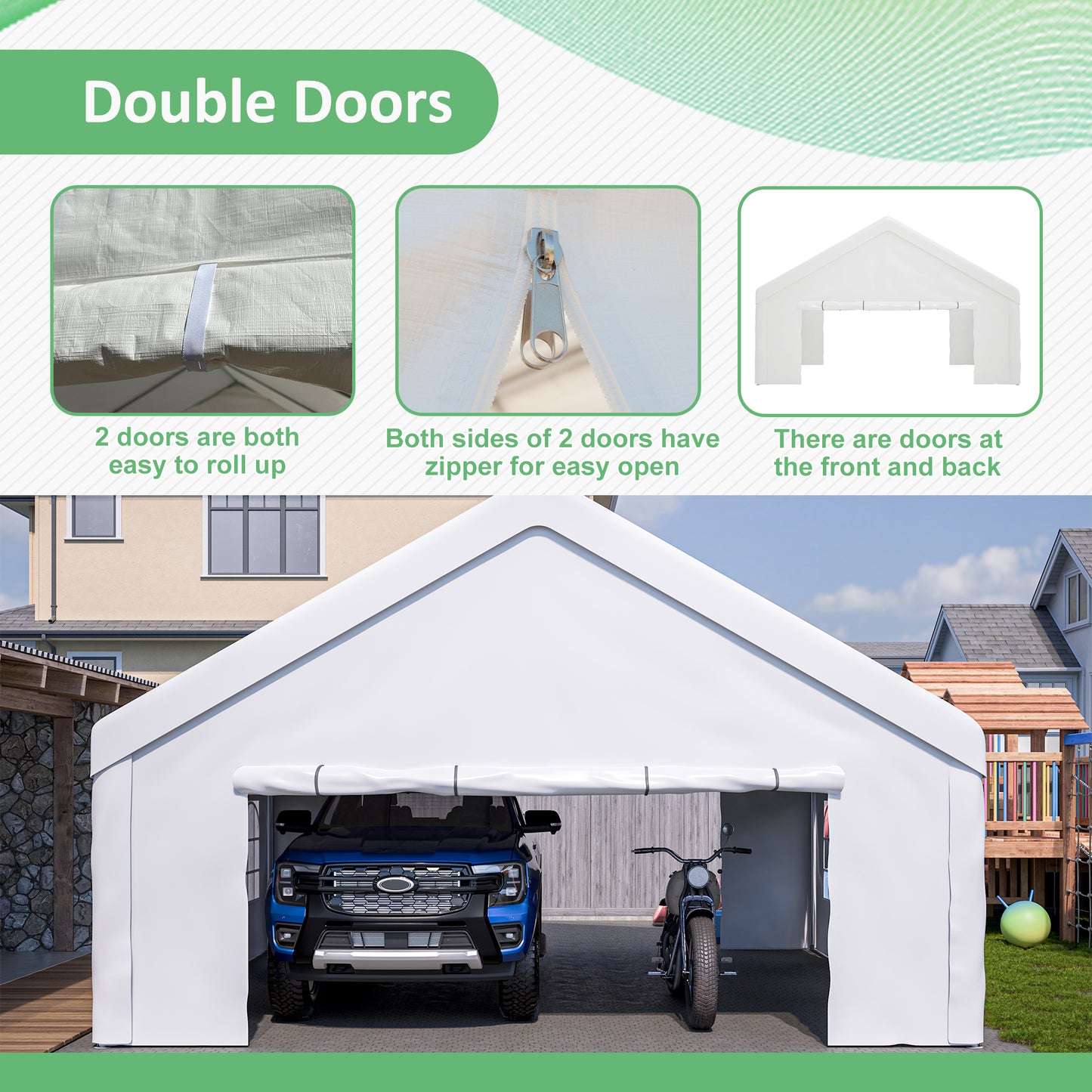 20x20 FT Outdoor Event Shelter with Detachable Sides - White