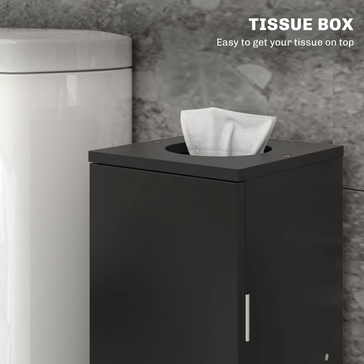 Corner Bathroom Cabinet - Black Toilet Paper Storage Organizer