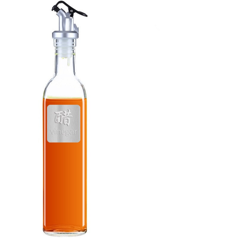 Glass Seasoning Bottle with Label and Plastic Nozzle - 500ml Kitchen Storage