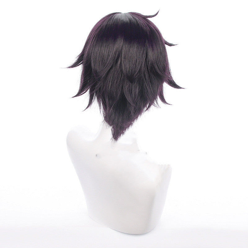 Men's Short Anime Cosplay Wig - Reverse Dark Purple Synthetic Hair