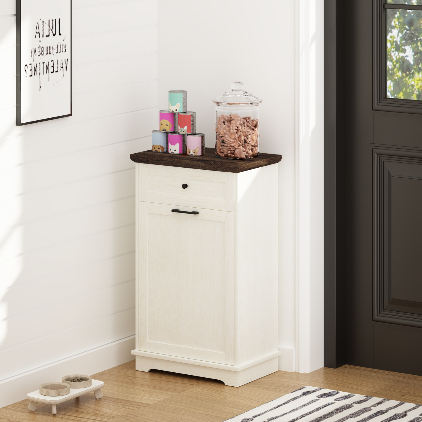 10 Gallon Tilt-Out Trash Cabinet - Antique White