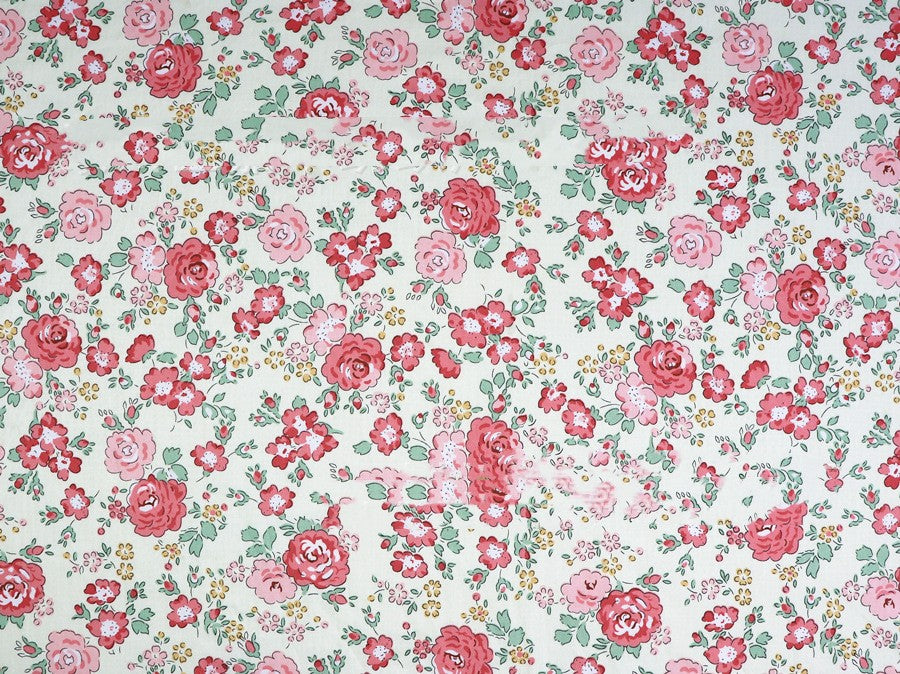 Small Floral Cotton Fabric - Water Printed Twill Material for Sewing, Bedding & Crafts