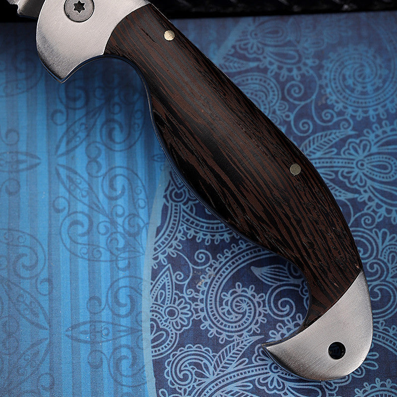 Self-Defense Folding Knife with Stainless Steel Blade and Nylon Sheath - Portable Survival Tool