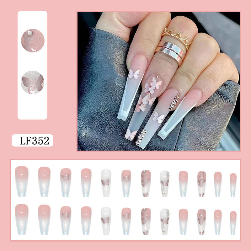 Butterfly Nail Art Stickers with Glue - Trapezoid Nail Tips, 19g