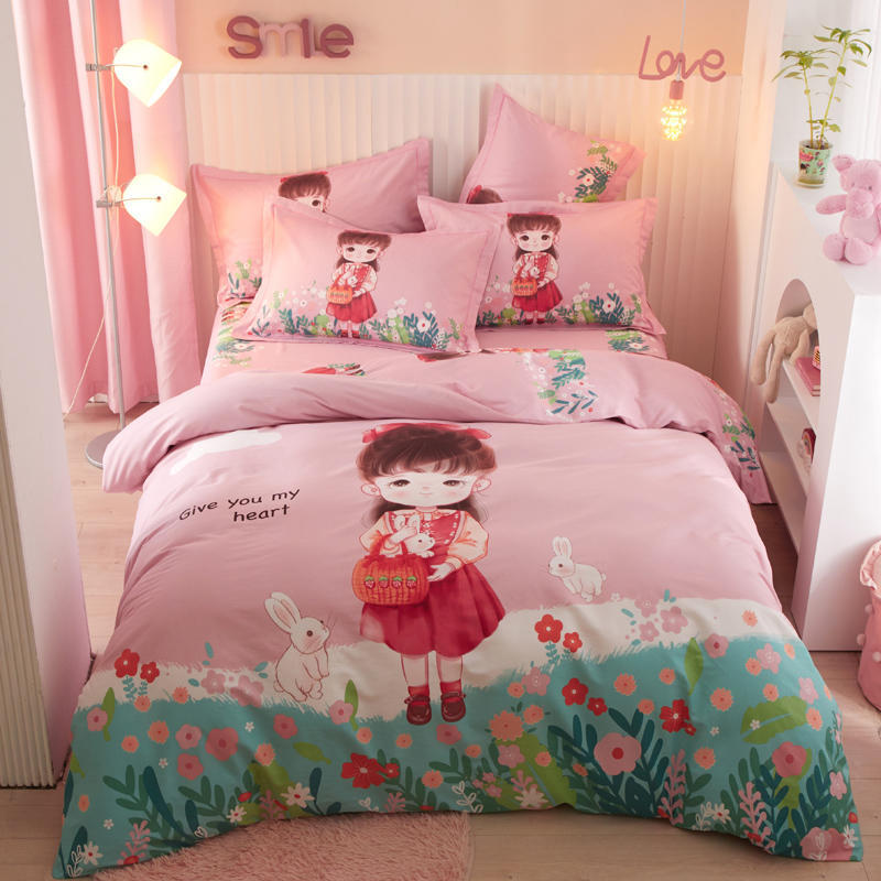 Kids Cotton Cartoon Bedding Set - Boys Girls Bed Linen & Pillowcases