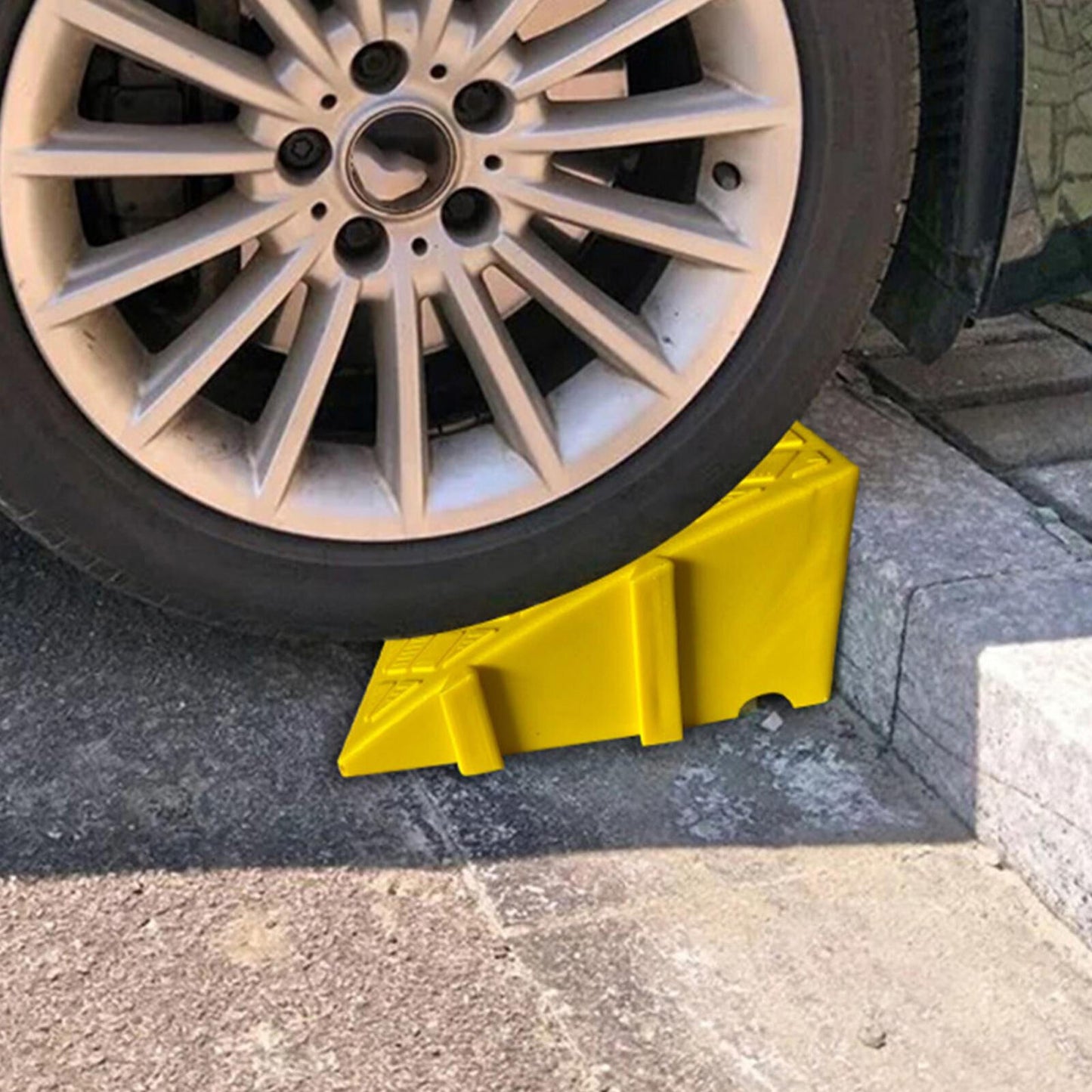 Yellow Curb Ramp Pair for Driveway and Vehicle Access - Heavy Duty PVC