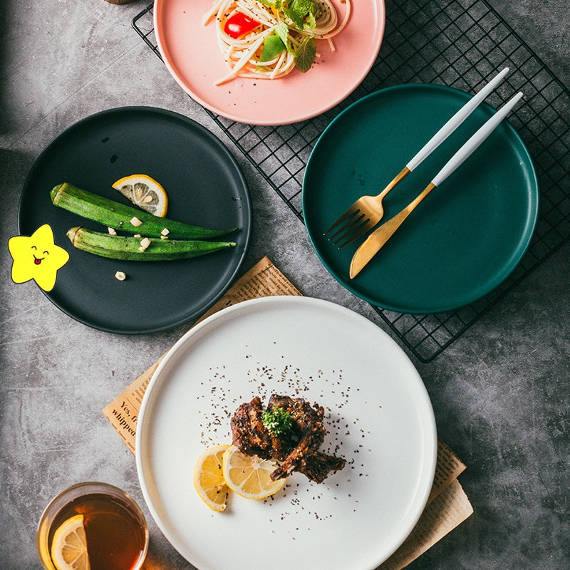 Nordic Ceramic Dinner Plate Set - Household Kitchen Flatware