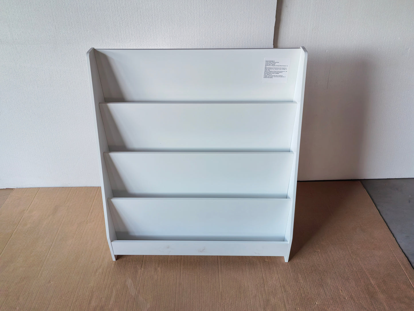 4-Tier Kids Bookshelf - White MDF Book Display Organizer