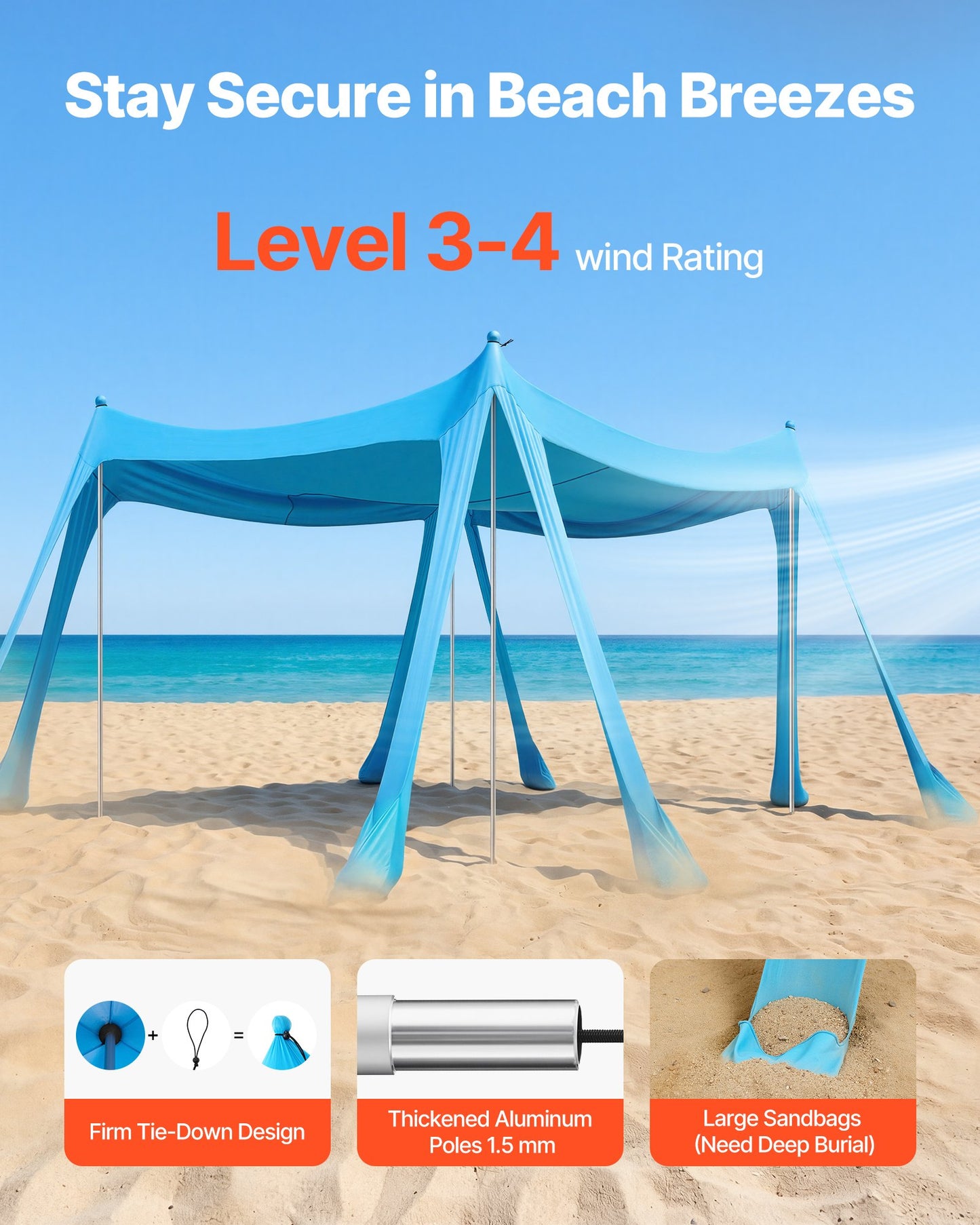 Portable Beach Tent Sun Shelter UPF50+ 10x10 Ft Pop-Up Canopy with Sandbags