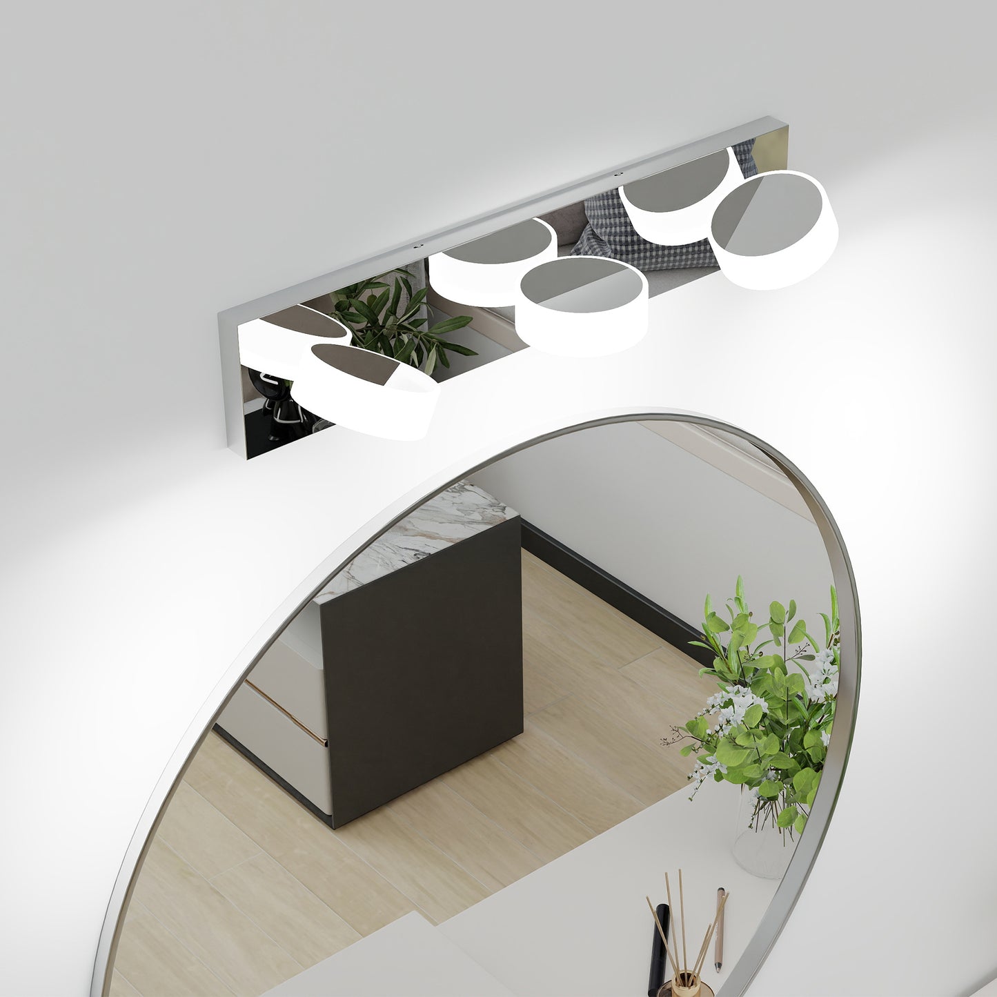 Modern 3-Light LED Vanity Light Fixture - White & Chrome