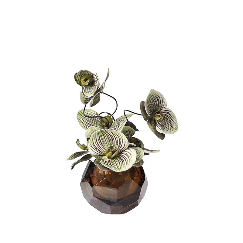 Small Glass Vase with Floral Arrangement for Table Decor - Hotel & Event Use