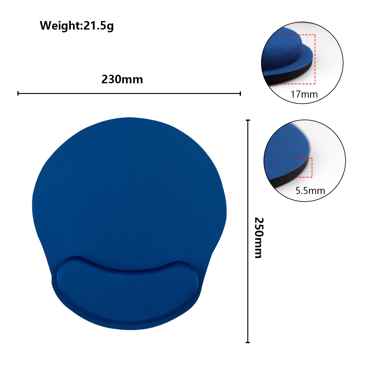 Round Wristband Mouse Pad - Black, Non-Slip Computer Accessory