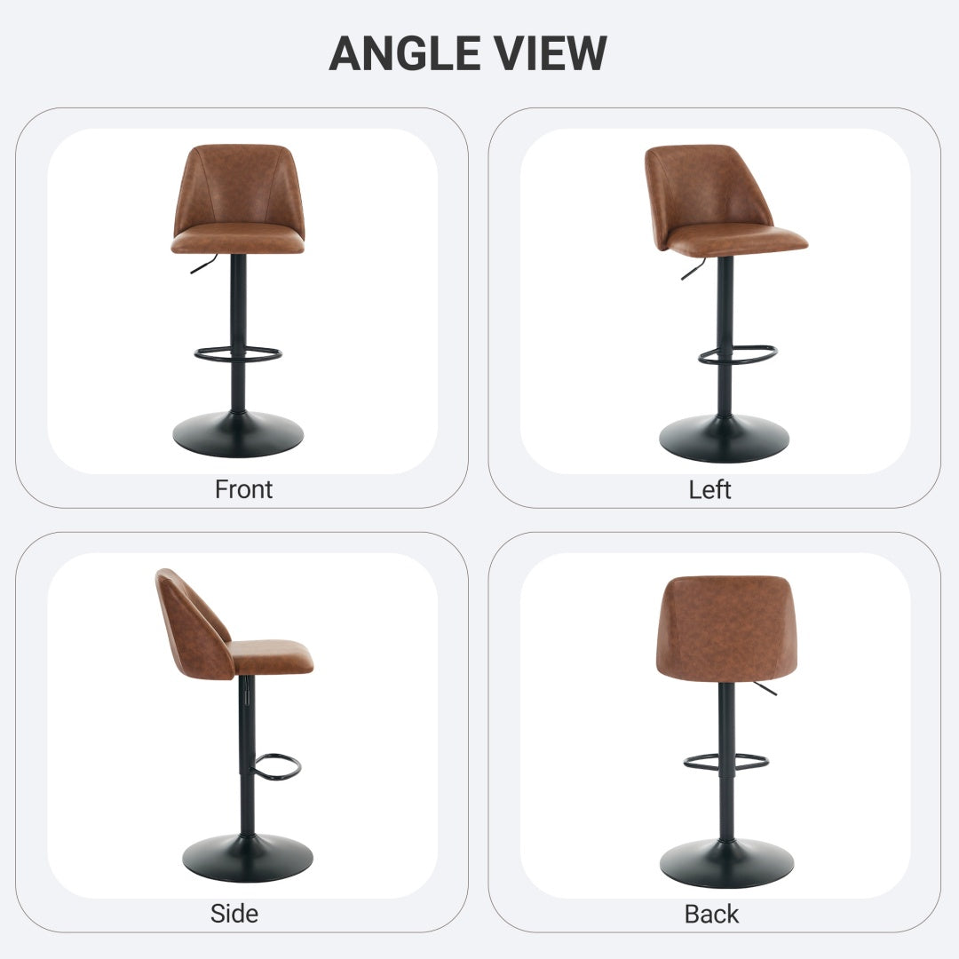 Adjustable Upholstered Swivel Bar Stools - Set of 1