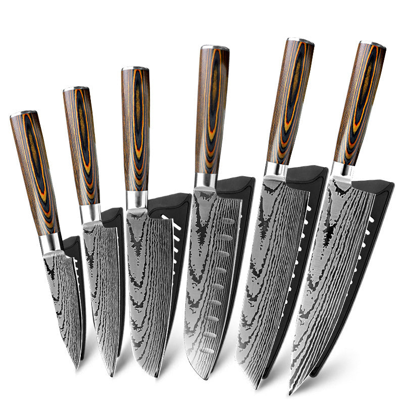 Stainless Steel Kitchen Knife Set - Multiple Sizes with Chef and Utility Knives
