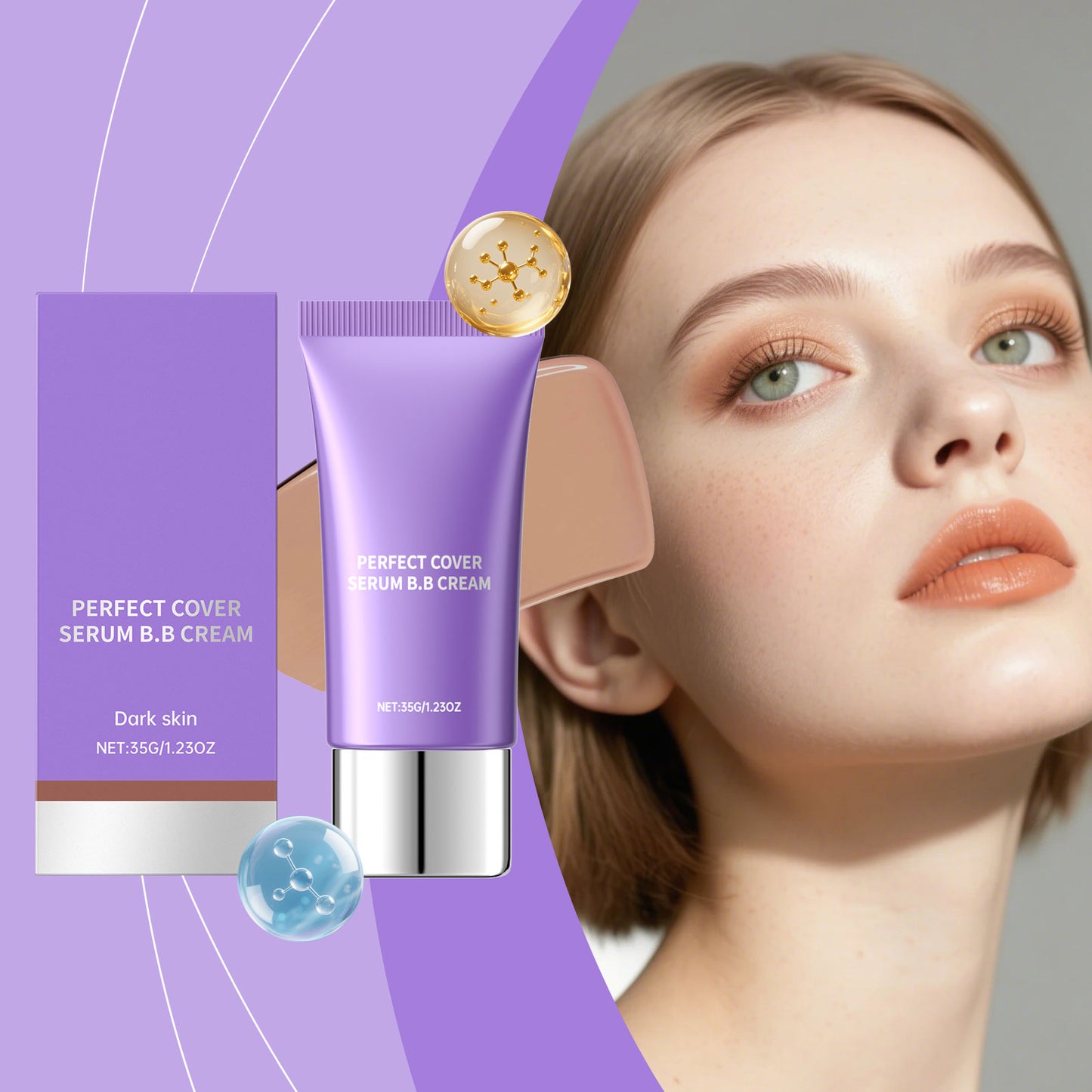 Moisturizing BB Cream for Dark Skin - 35g Natural Flawless Base Makeup