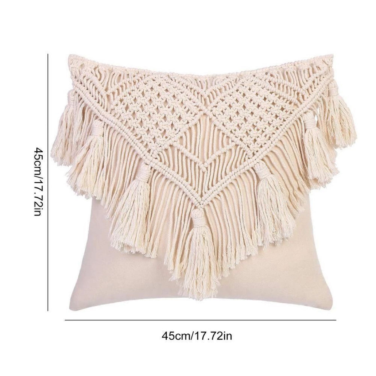Cotton Rope Woven Tassel Pillow Cover - 45x45 cm Home Decor Cushion