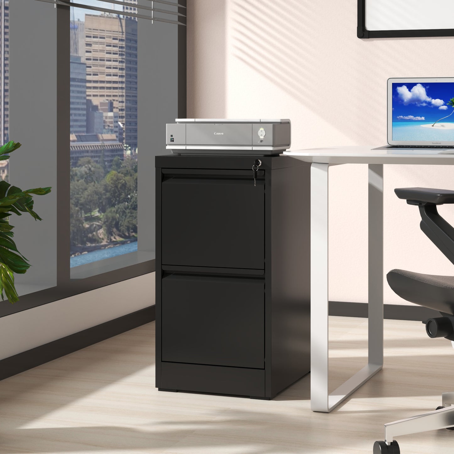 2 Drawer Metal Vertical File Cabinet With Lock Office Home Steel For