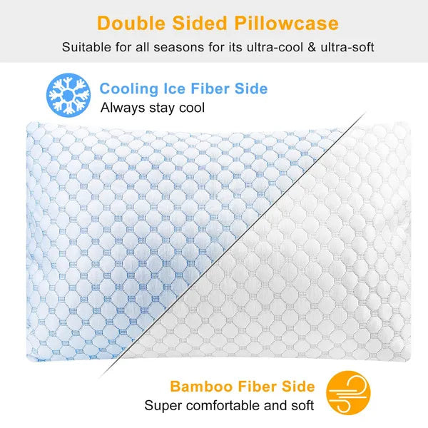 Cooling Memory Foam Pillow - Adjustable Height & Double-Sided King Size