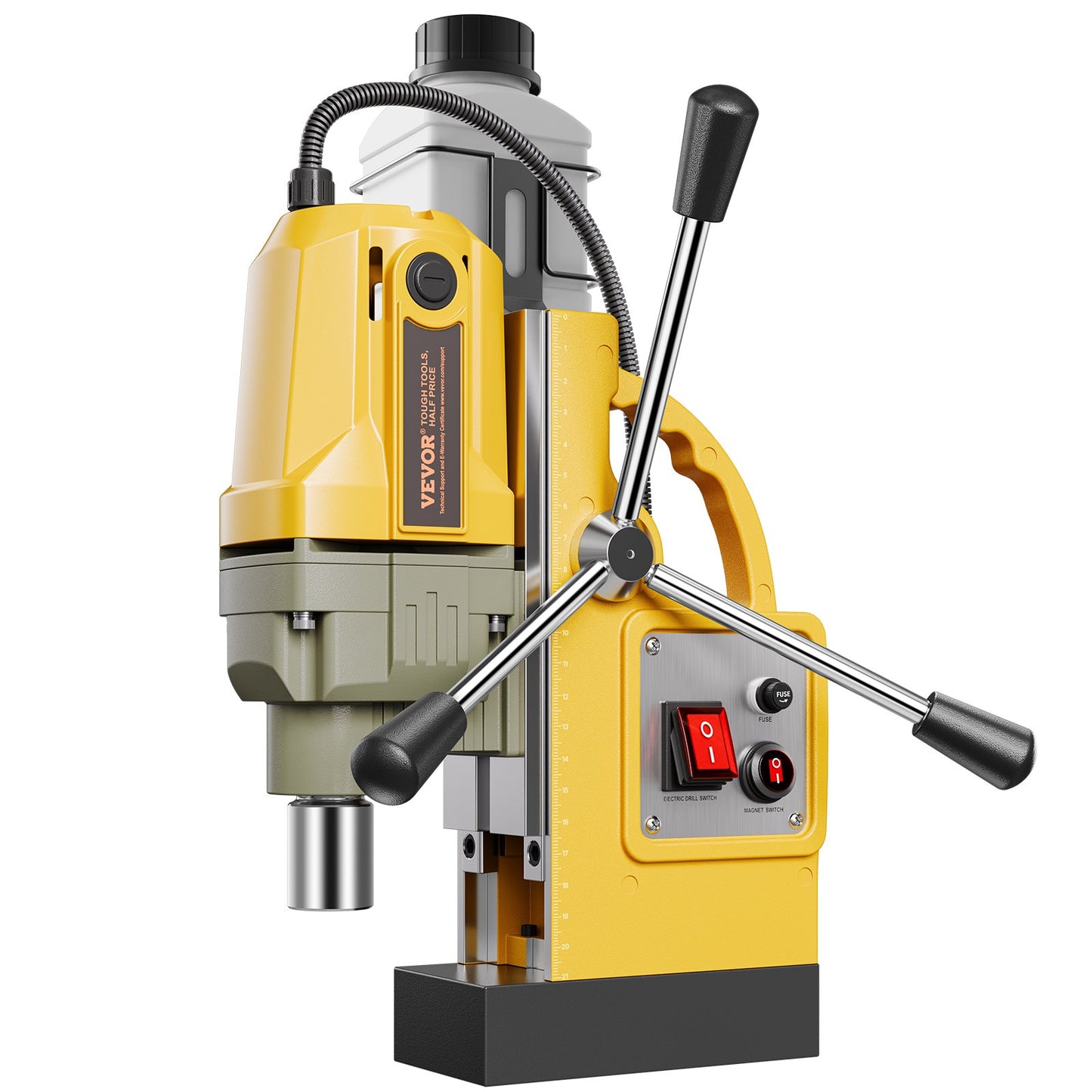 Magnetic Drill Press 1400W Power Tool with 11 Bits - Yellow