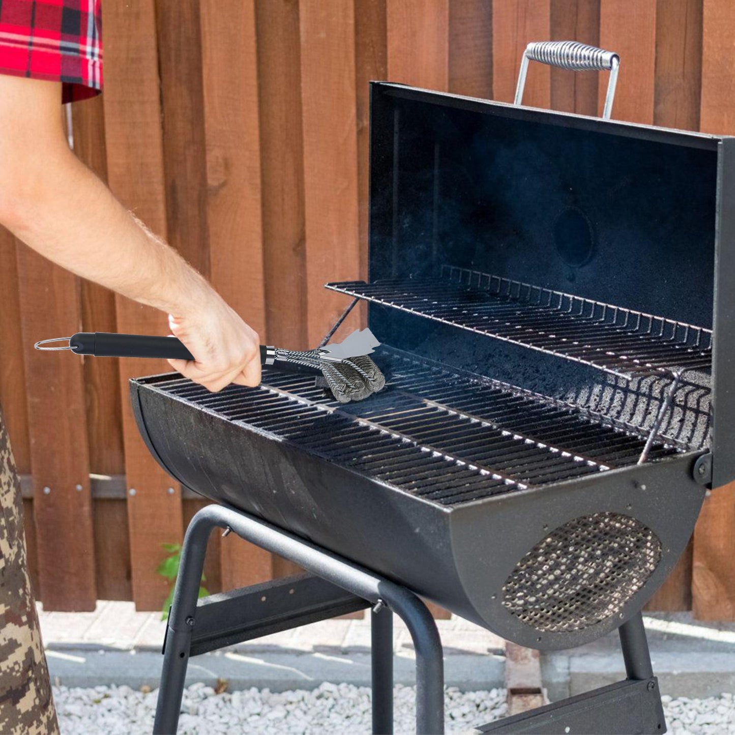 Stainless Steel BBQ Grill Cleaning Brush with Scraper - 16.5in