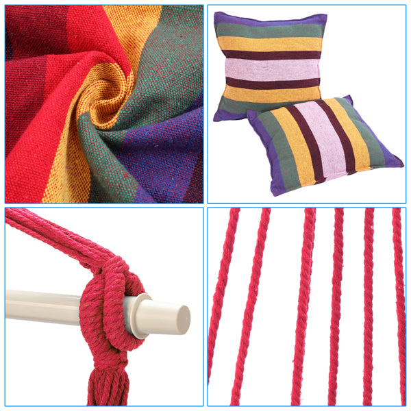 Rainbow Hanging Chair with 2 Pillows - Cotton Canvas