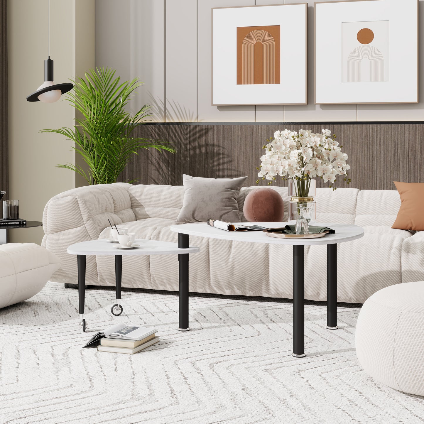 360 Degree Roratable White Sintered Stone Top Rotatable Modern Coffee