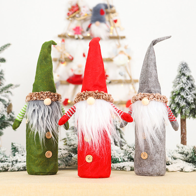 Faceless Old Man Christmas Wine Bottle Cover - Holiday Decor, Wine Sleeve
