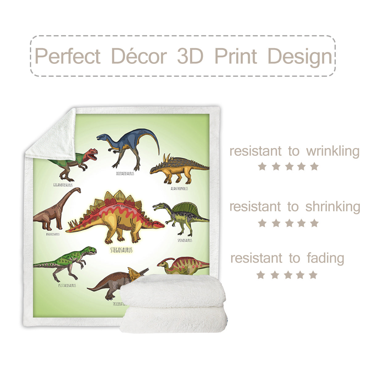 Dinosaur Family Sherpa Fleece Throw Blanket - 50x60 & 60x80