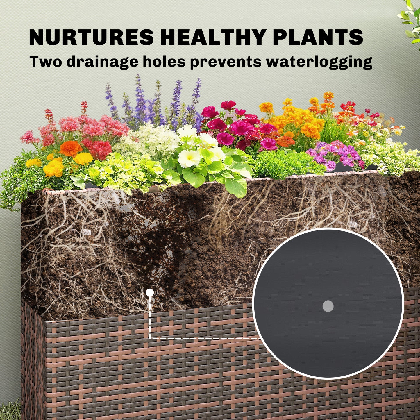 Tall Rectangular Plant Pot with Removable Liner - Indoor Outdoor Garden Planter