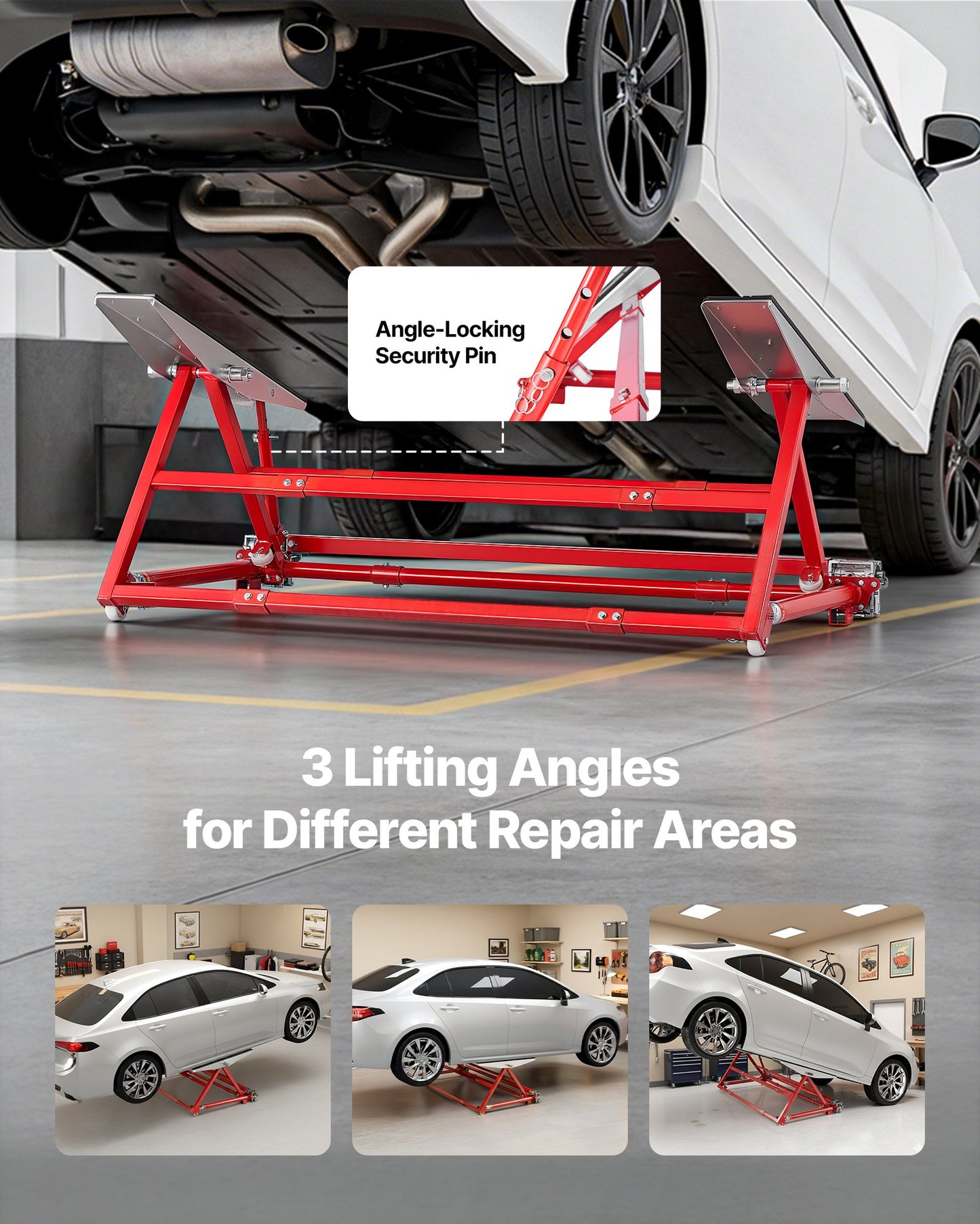 Portable Car Lift 4400 lbs Heavy Duty Steel Manual Garage Lifter - Black