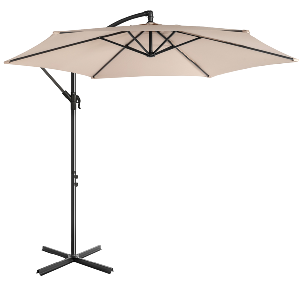 10FT Round Offset Patio Umbrella with Crank & Adjustable Tilt