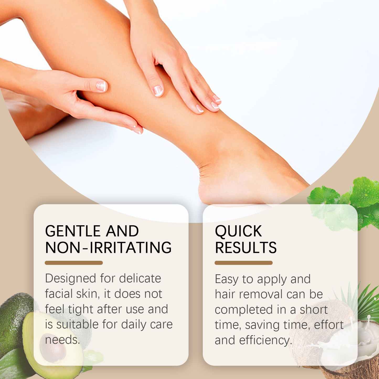 Gentle Coconut Facial Hair Removal Cream for Men and Women
