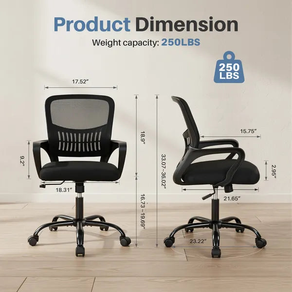 Ergonomic Adjustable Rotating Computer Desk Chair with Armrests