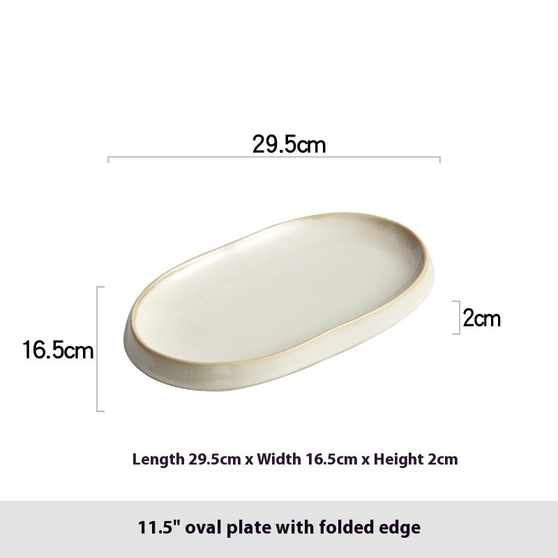 Ceramic Fish Steaming Plate - Household Kitchen Dining Tableware