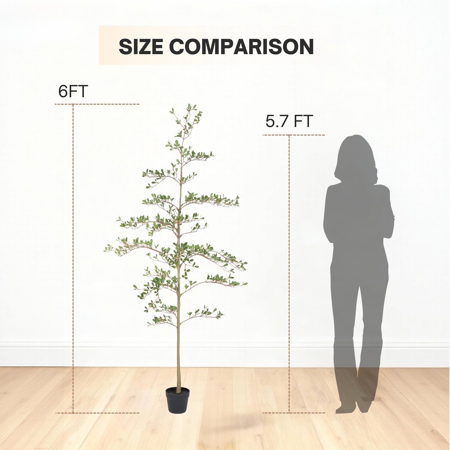6ft Artificial Olive Tree - Realistic Faux Potted Plant in Black Pot