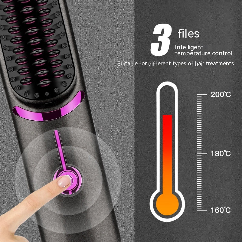 Wireless USB Hair Straightening Comb with 3 Heat Settings & Lithium Battery