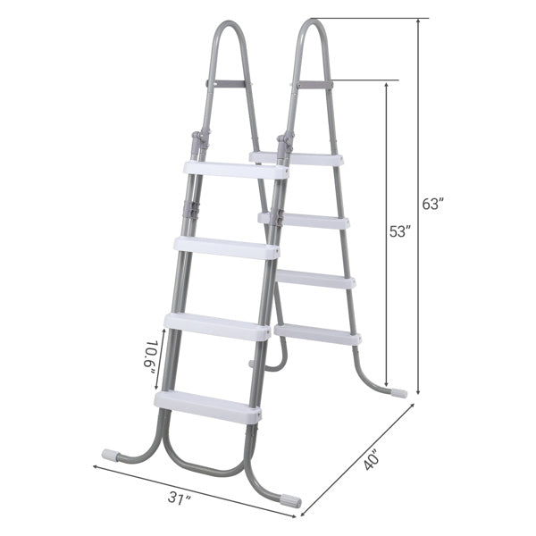 52-Inch Pool Ladder with 4 Steps, Iron Grey Frame and White Safety Steps
