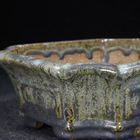 Antique-Style Rectangular Flower Pot with Flared Rim and Drainage Holes