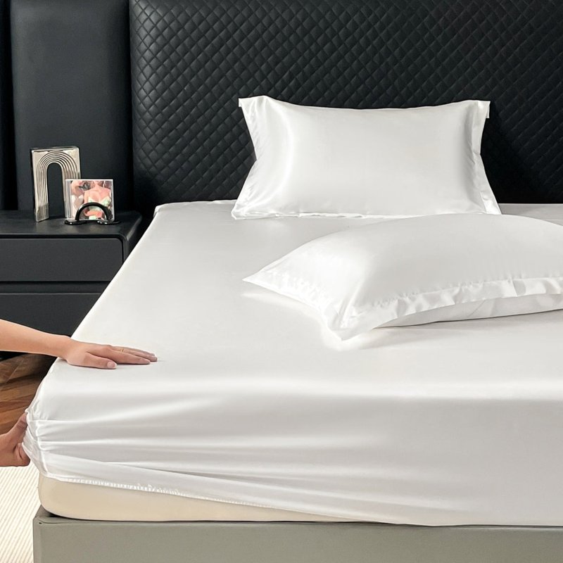 Satin Look Ice Silk Fitted Bed Sheet - Single Size Breathable Mattress Cover