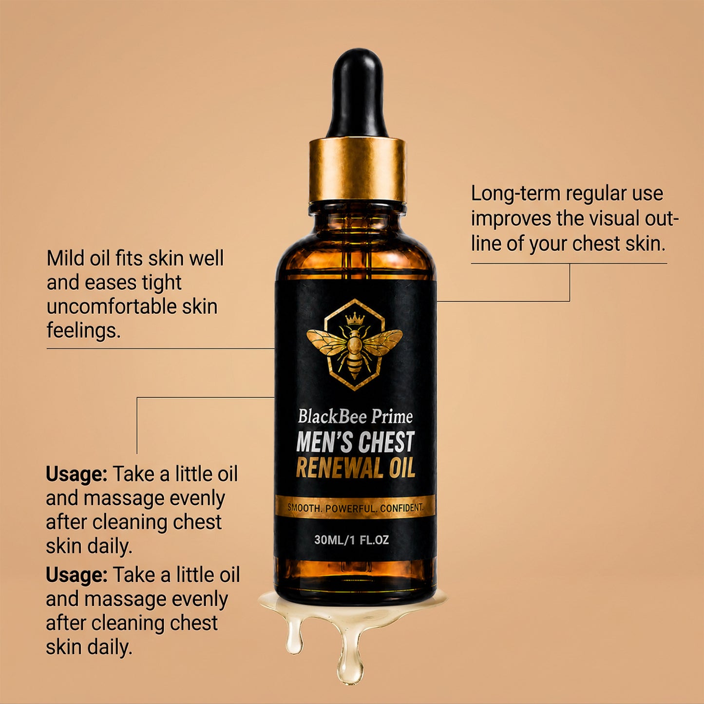 Men's Chest Care Essential Oil - 30ml Natural Skin Nourishment