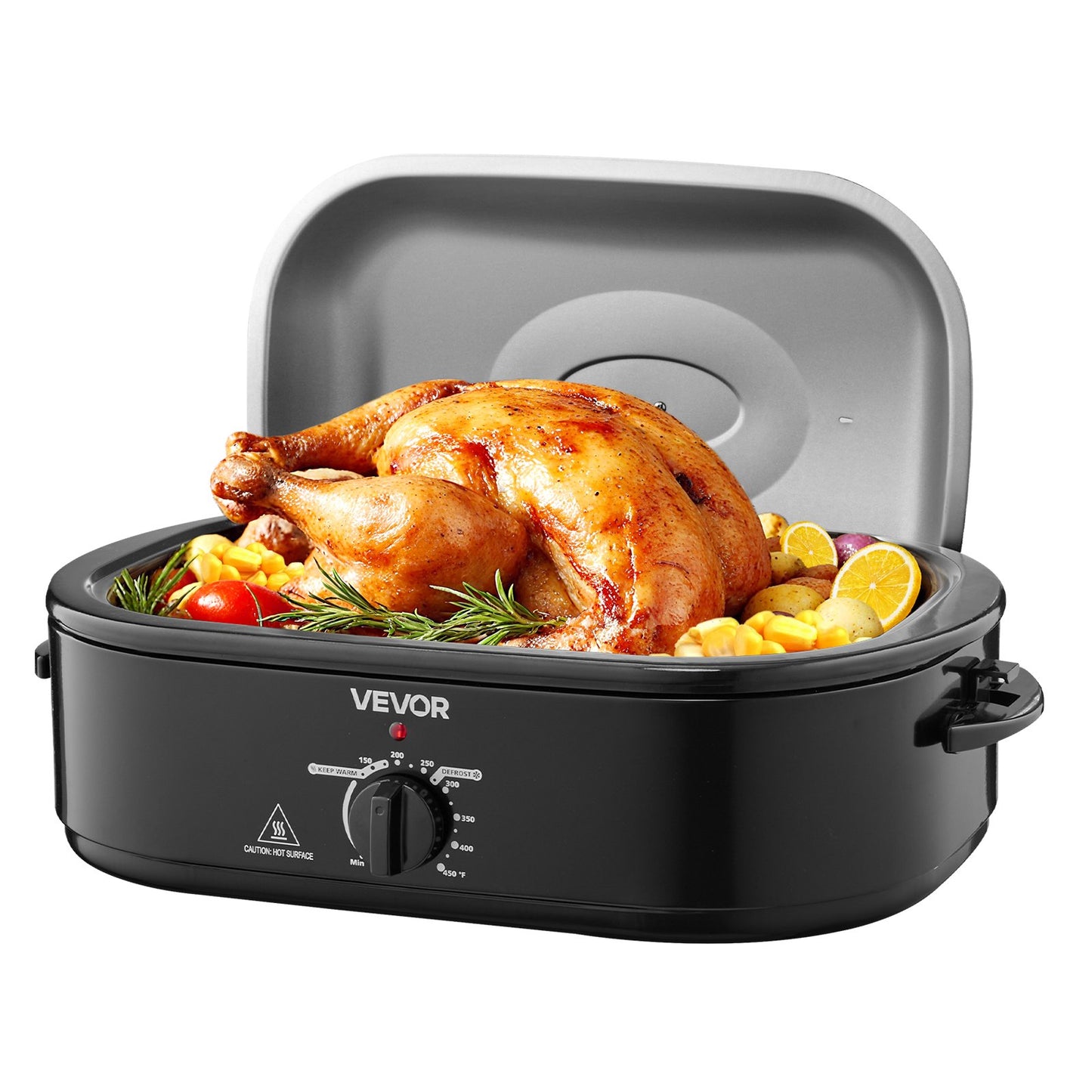 18QT Electric Roaster Oven with Self-Basting Lid - Large Kitchen Appliance, Black