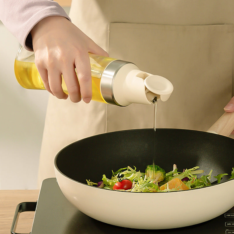 Large Capacity Automatic Glass Oil Dispenser with Flip-Open Spout