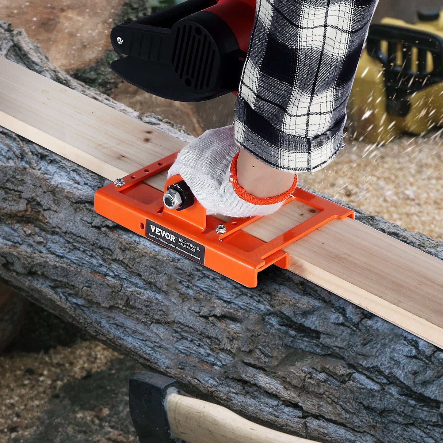 Vertical Lumber Cutting Guide for Chainsaw - Cast Iron Wood Milling Attachment, Red