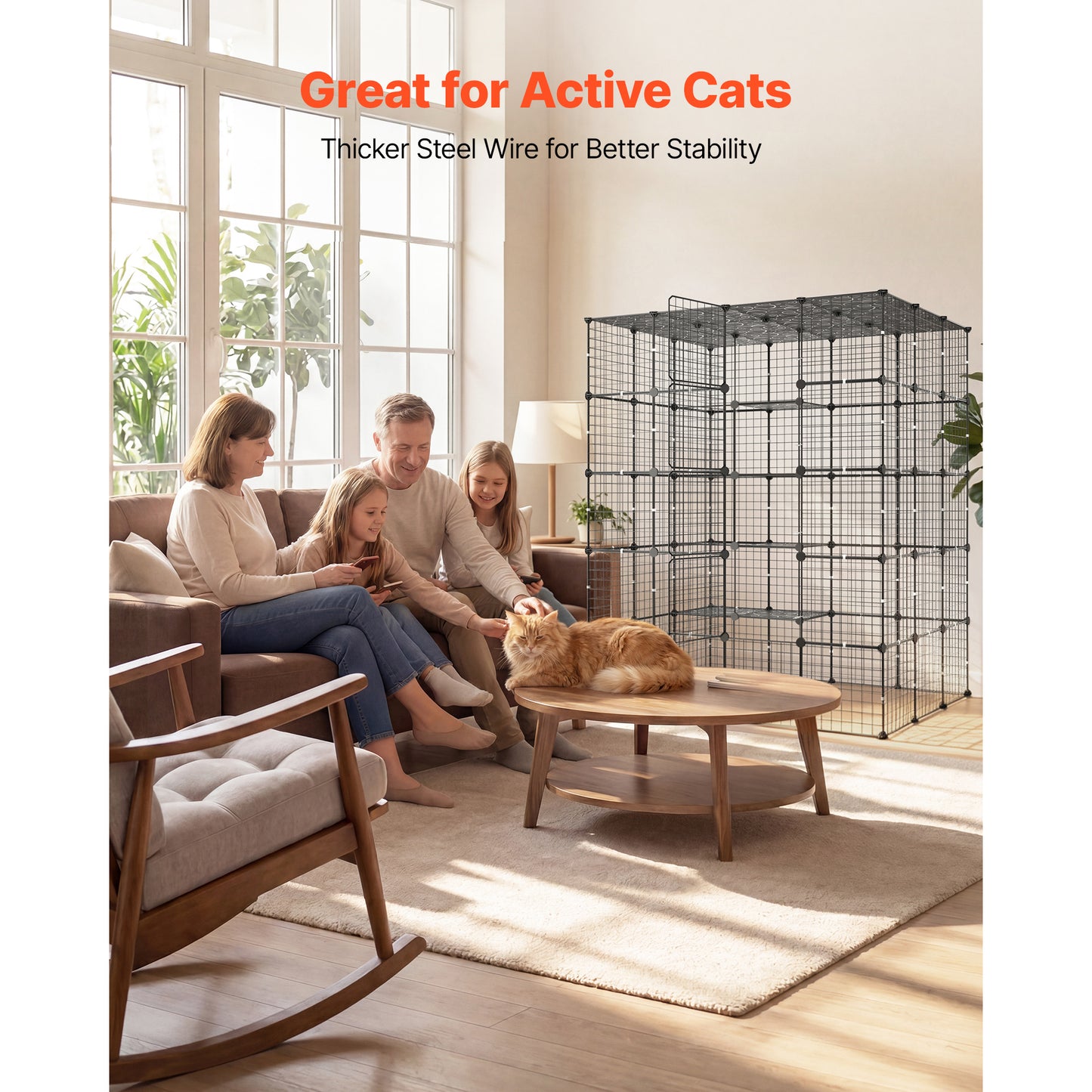 Large 5-Tier Cat Playpen with 5 Doors Indoor Enclosure - Black, 55x41x69 Inches