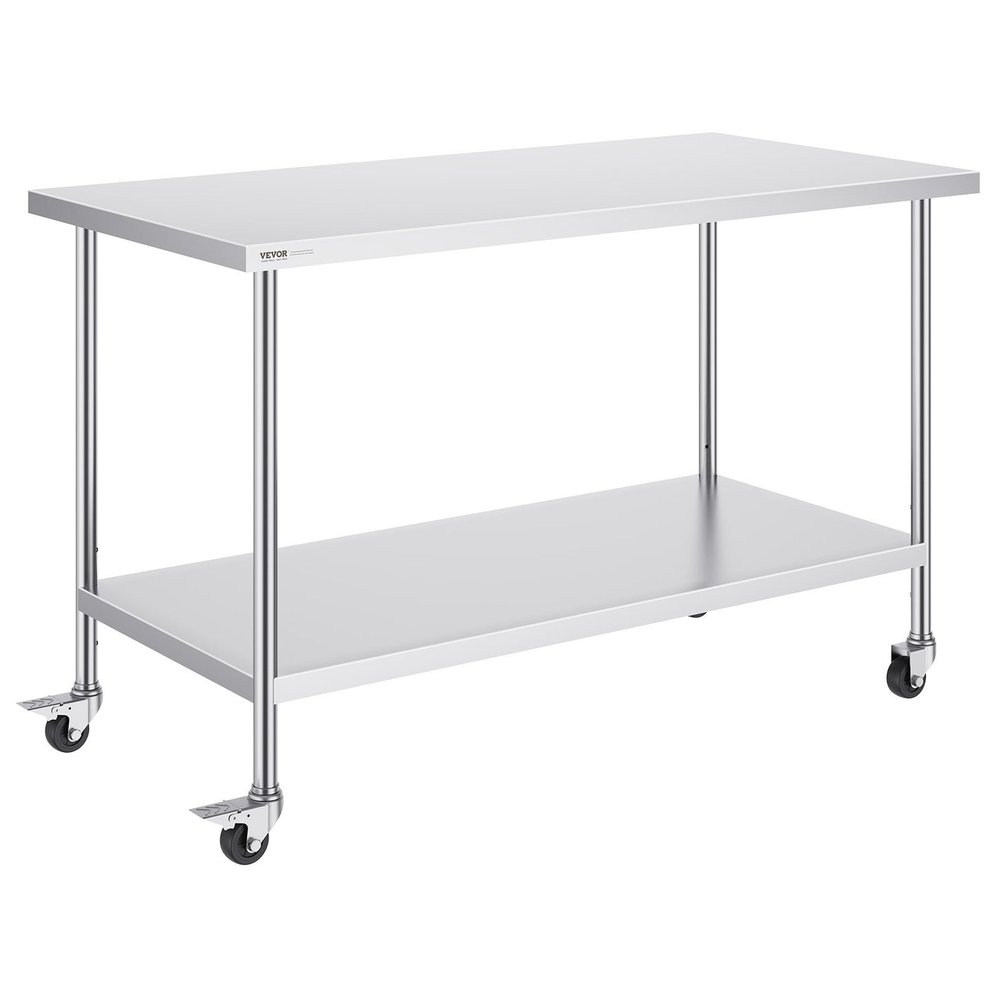 Heavy Duty Stainless Steel Work Table - 30x60 Inch with Wheels