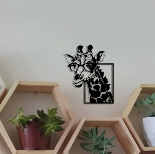 Giraffe Wall Art Decor - Animal Silhouette Iron Wall Hanging for Home